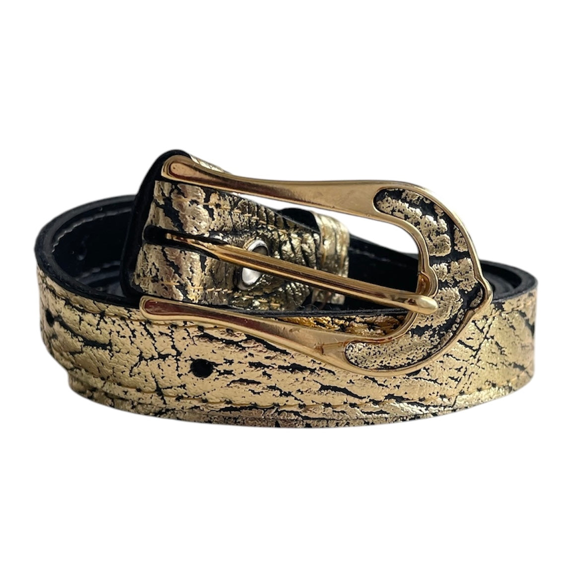 Gold Metallic Leather Belt