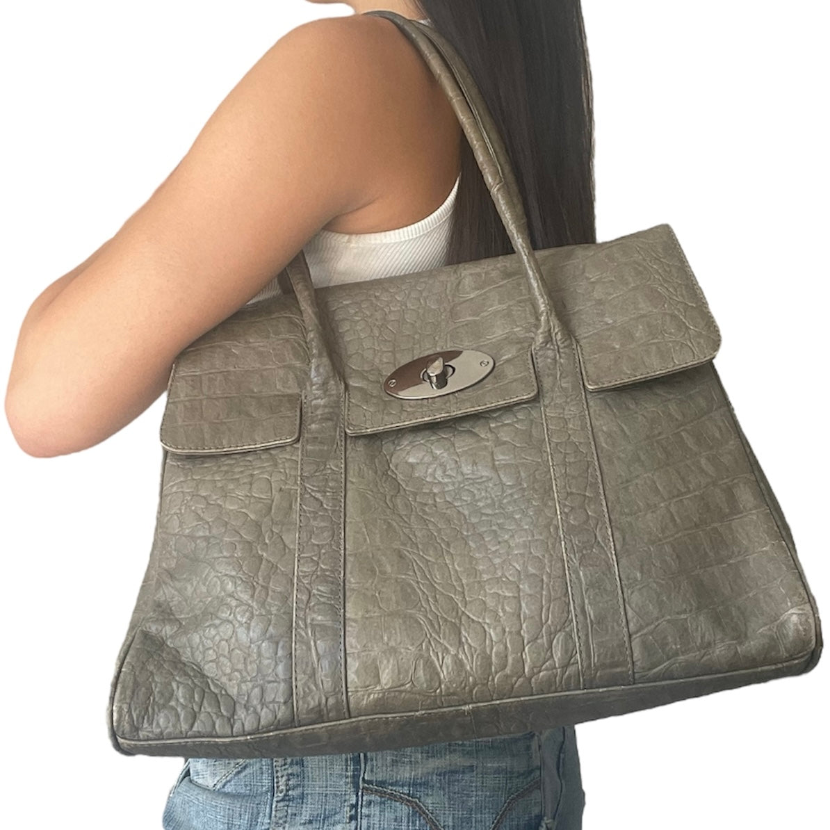 Leather Crocodile Hand Bag