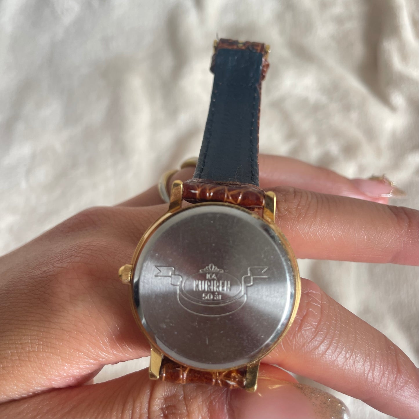 Gold Brown Leather Temps d’Or Watch