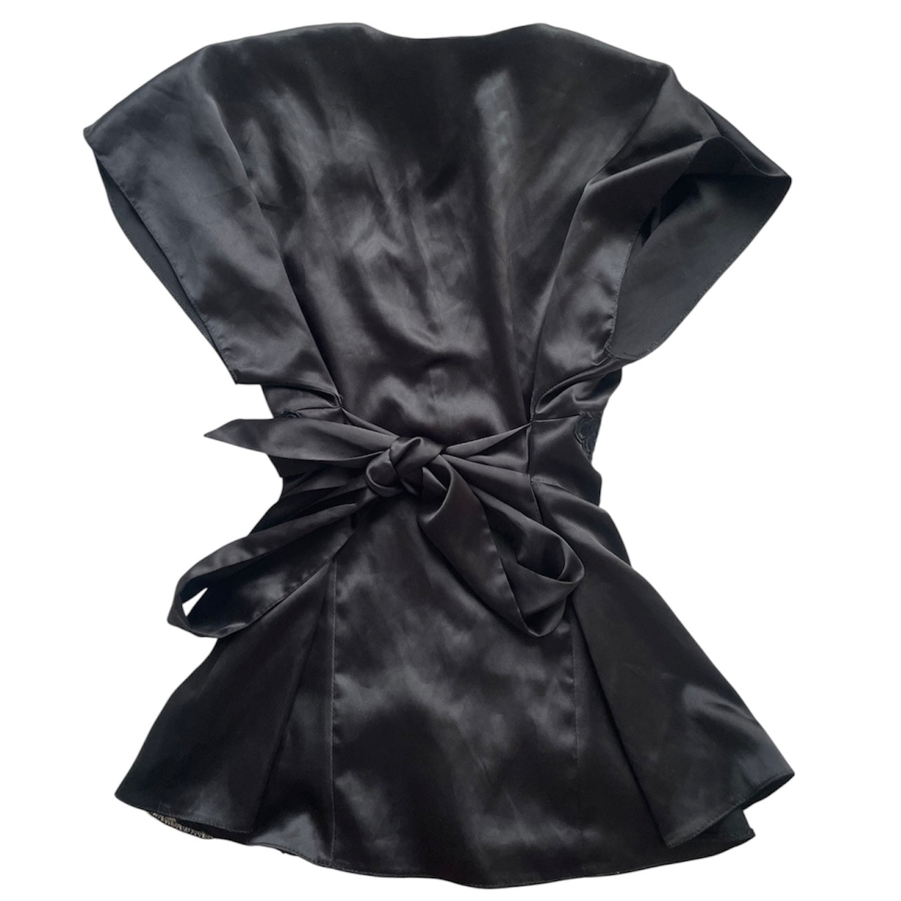 Satin Lace Tie Blouse