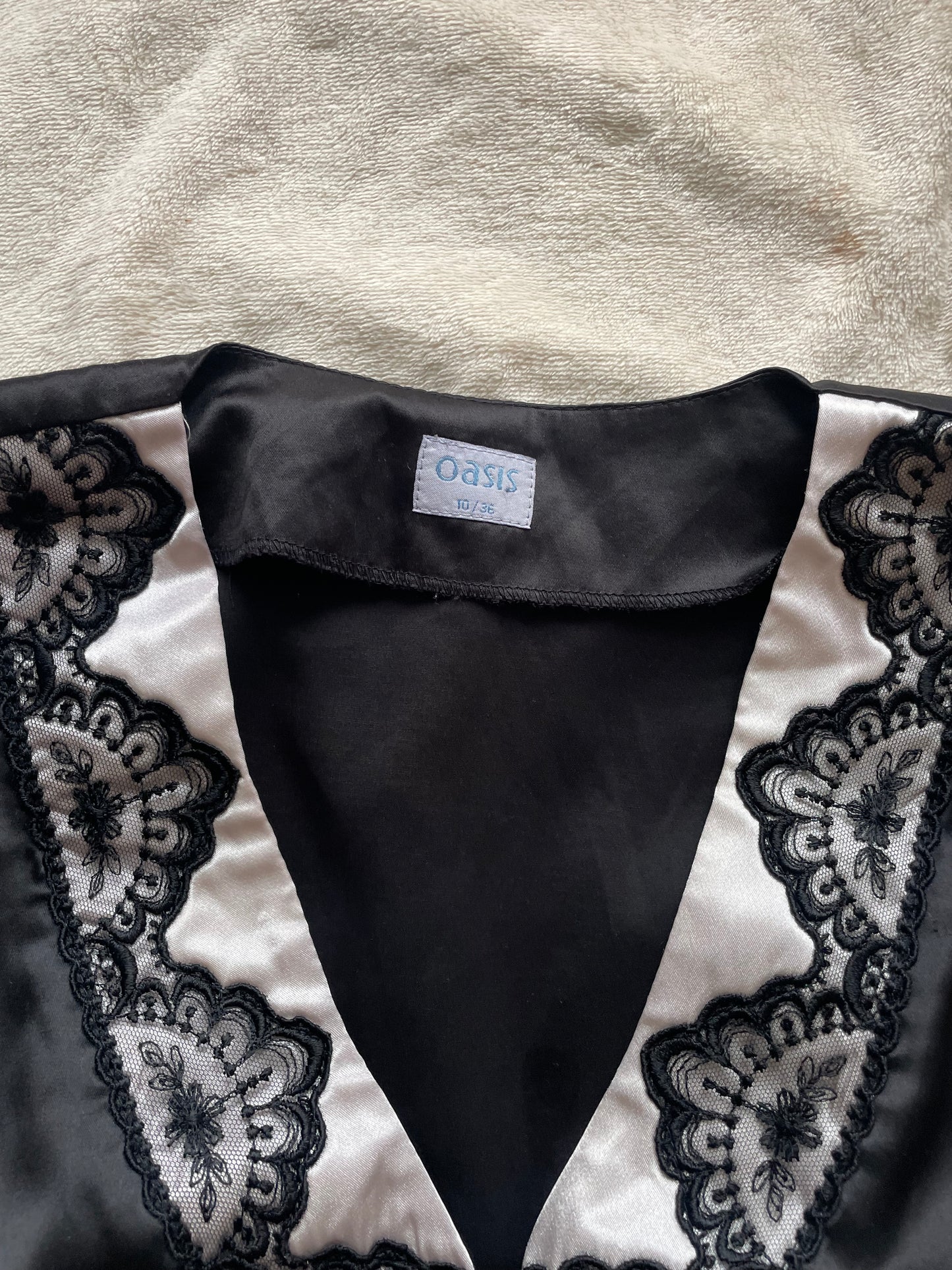 Satin Lace Tie Blouse