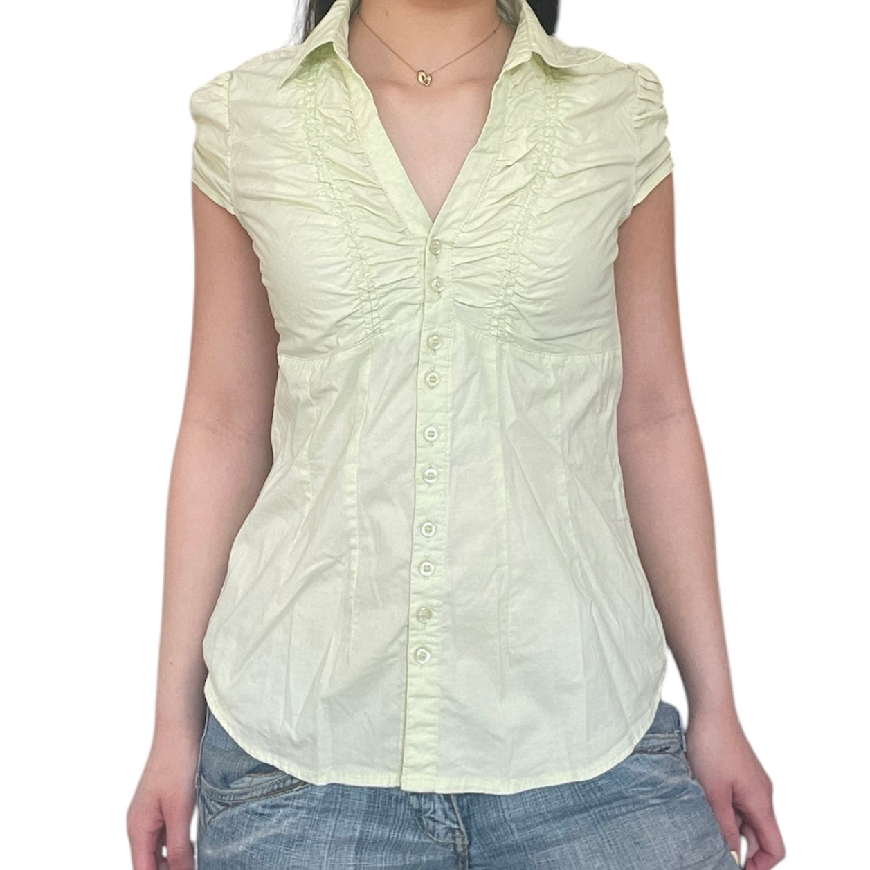 Ruched Button Up Blouse