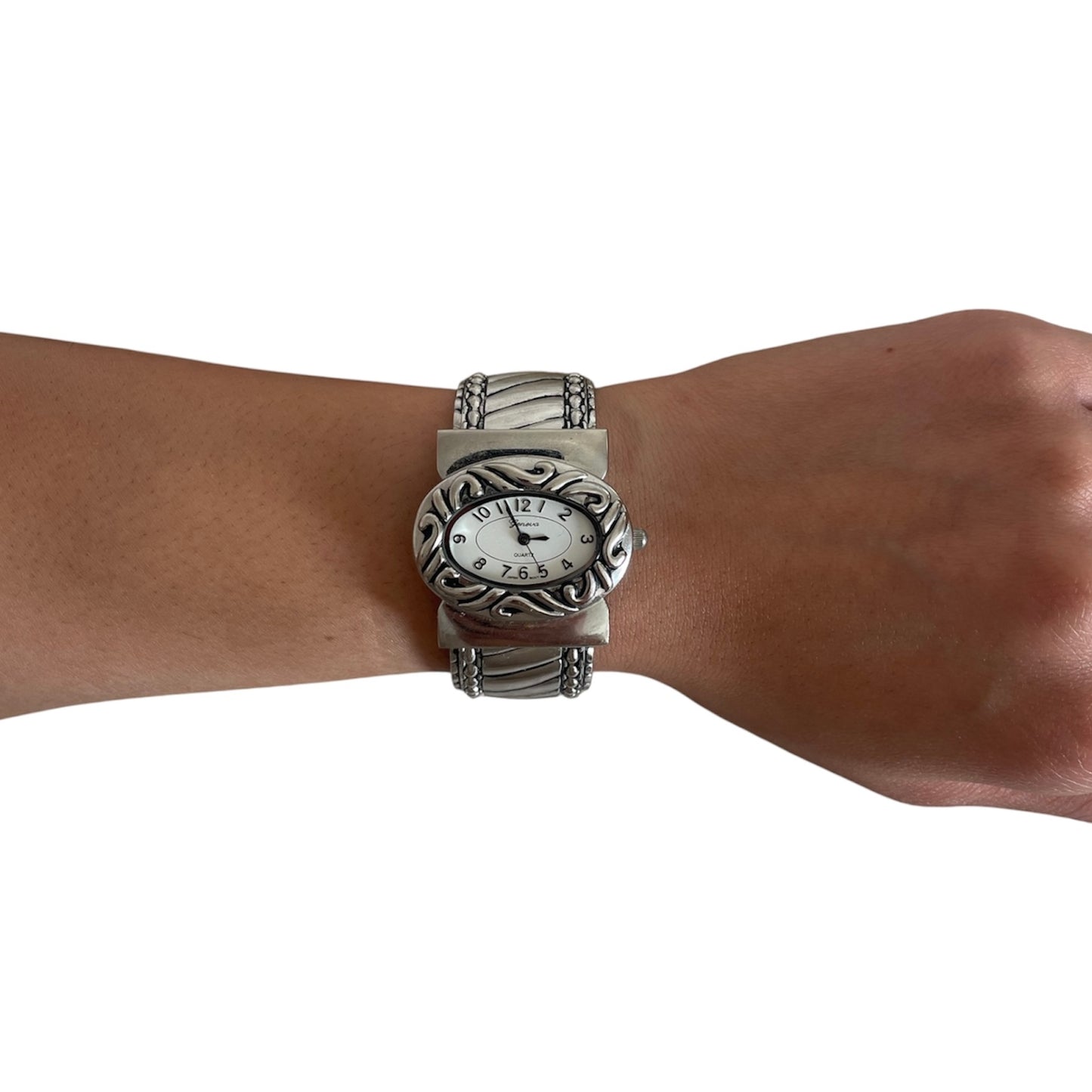 Geneva Silver Bangle Watch