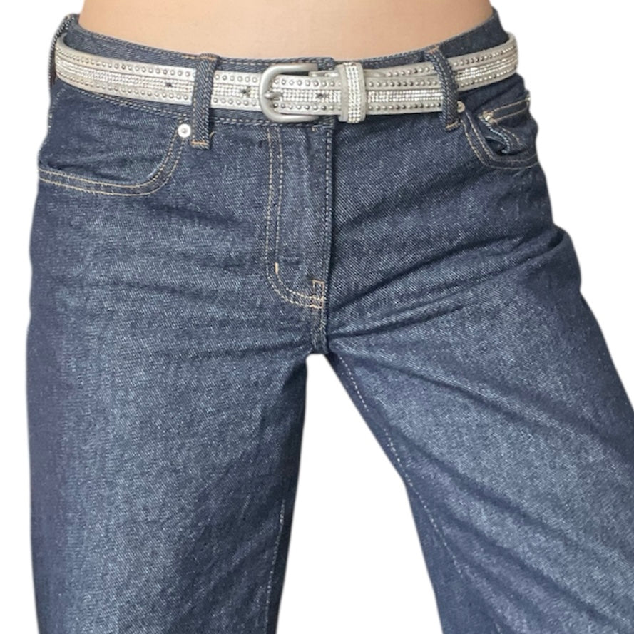 Silver Metallic Leather Belt
