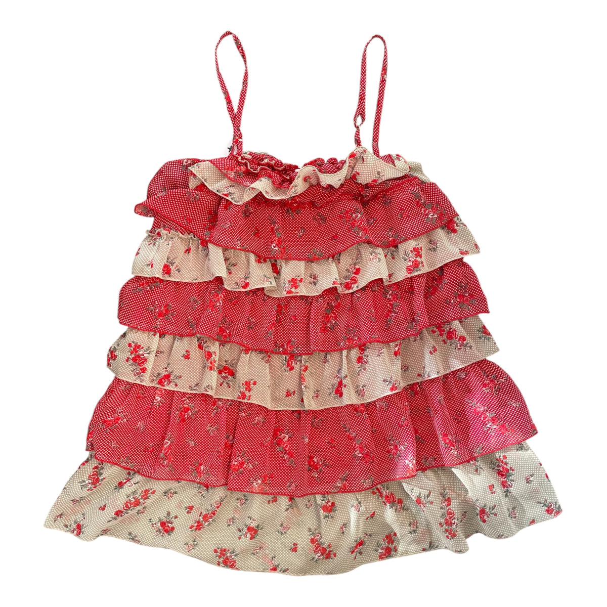 Polka Dot Floral Ruffle Tunic Top