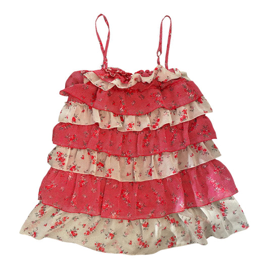 Polka Dot Floral Ruffle Tunic Top