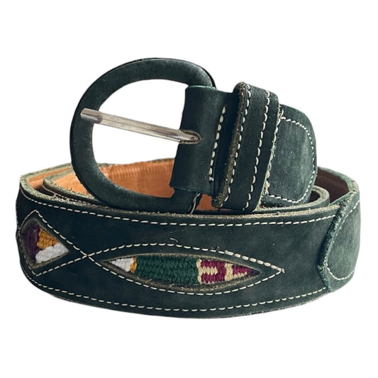 Leather Wowen Detail Belt
