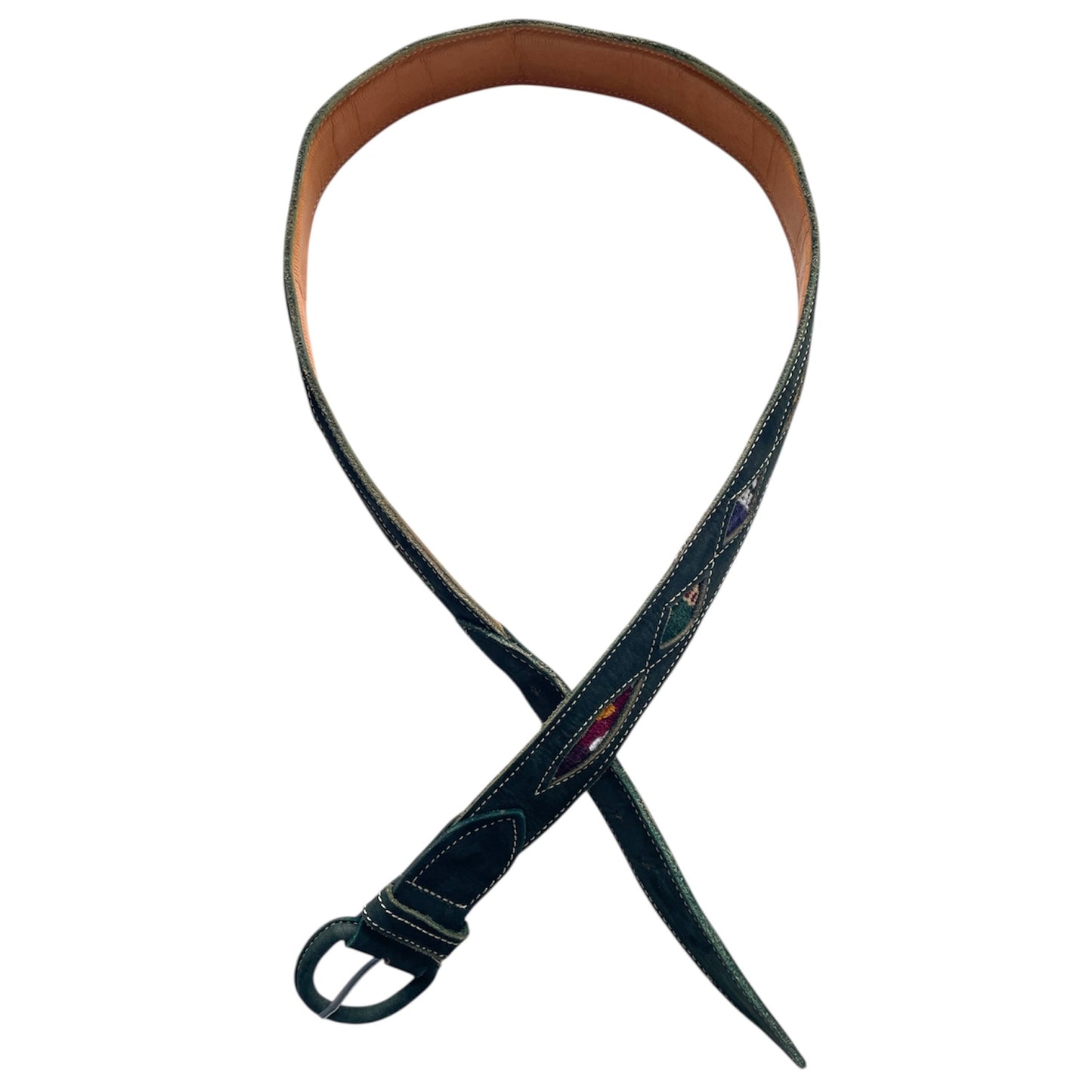 Leather Wowen Detail Belt