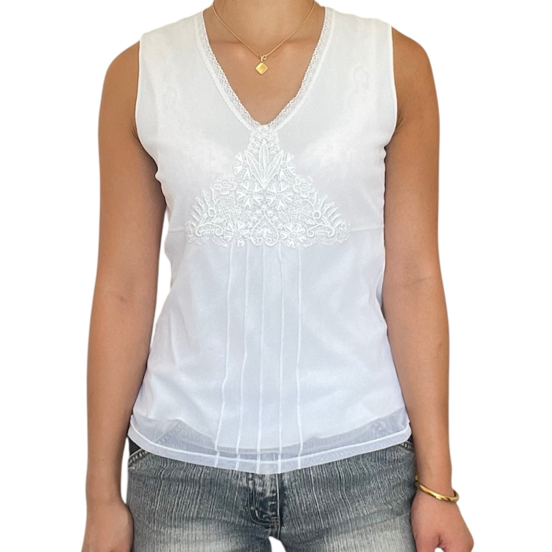 Mesh Lace Embroidery Tank