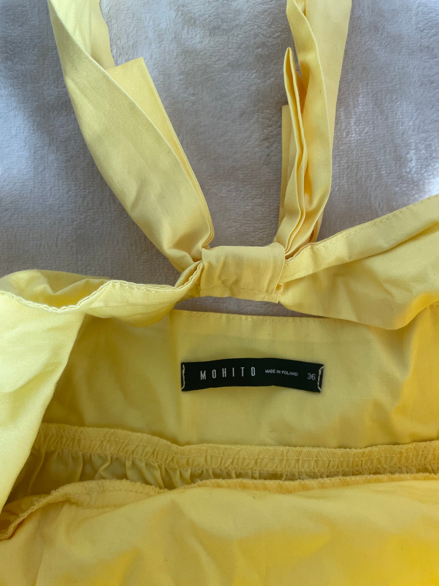 Yellow Ruffle Bow Midi Dress