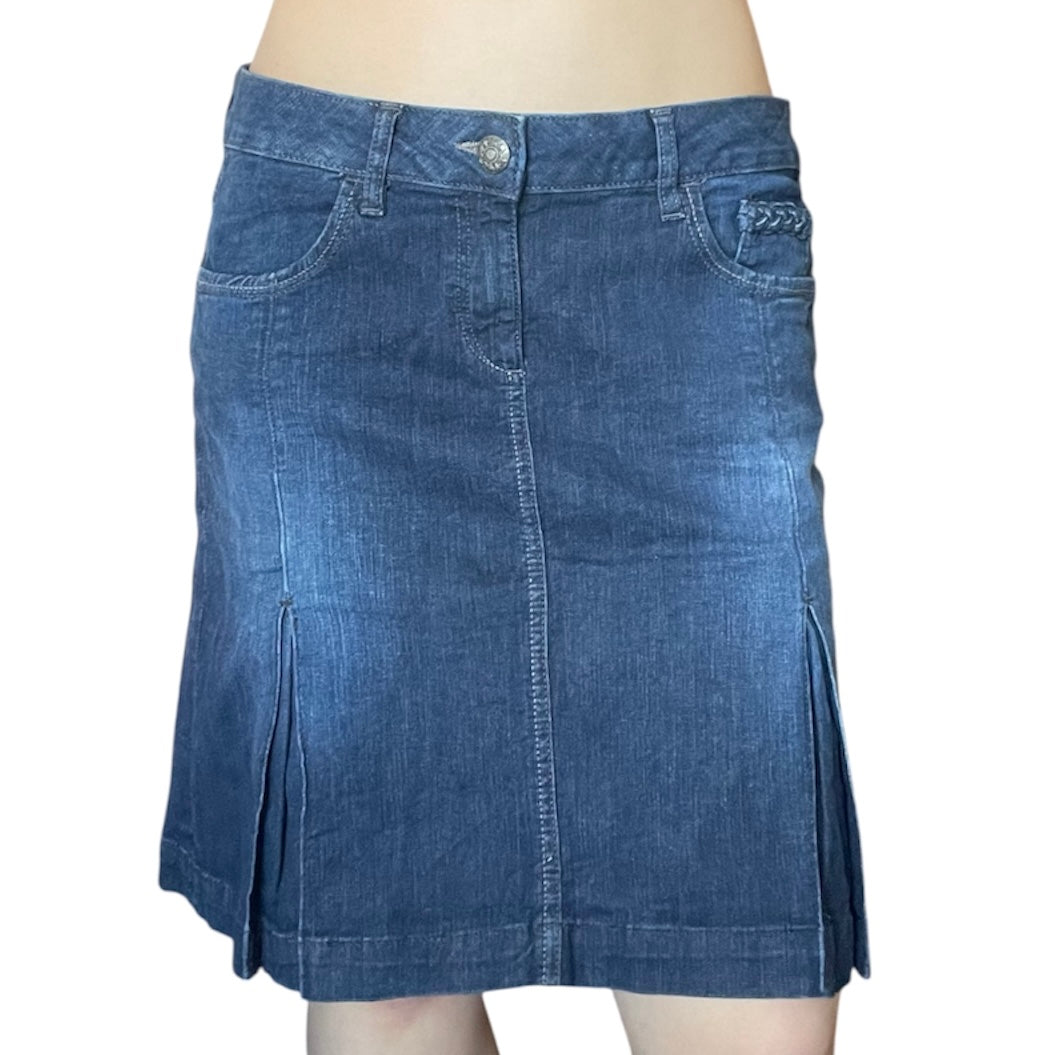 Blue Dark Wash Denim Midi Skirt