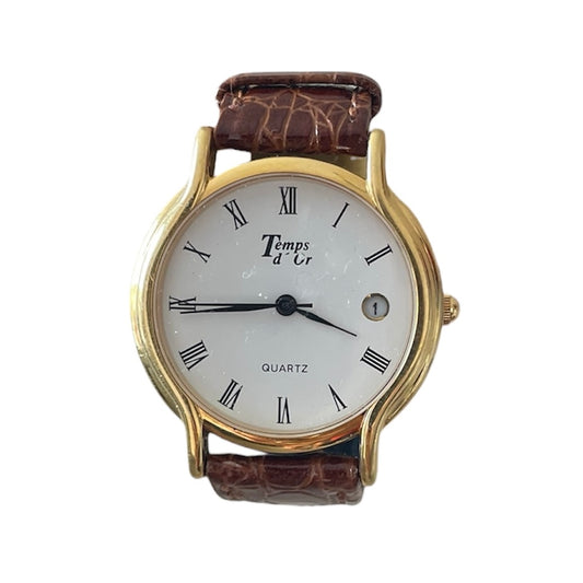 Gold Brown Leather Temps d’Or Watch