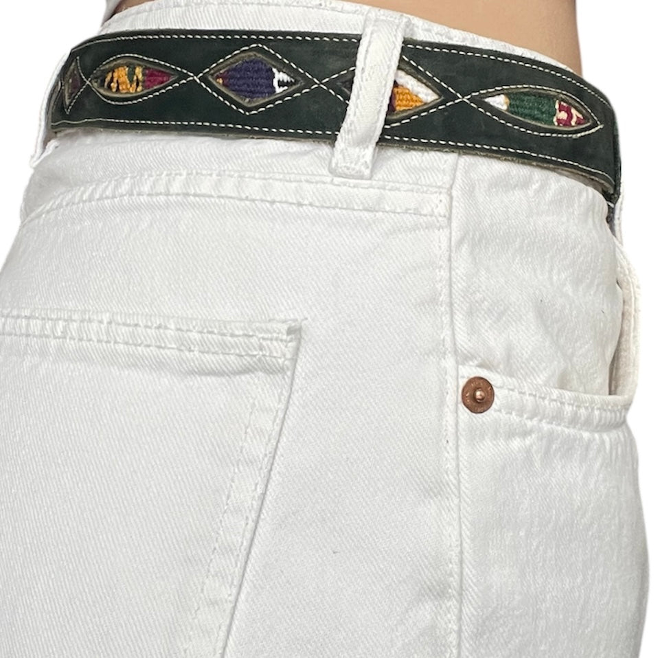 Leather Wowen Detail Belt