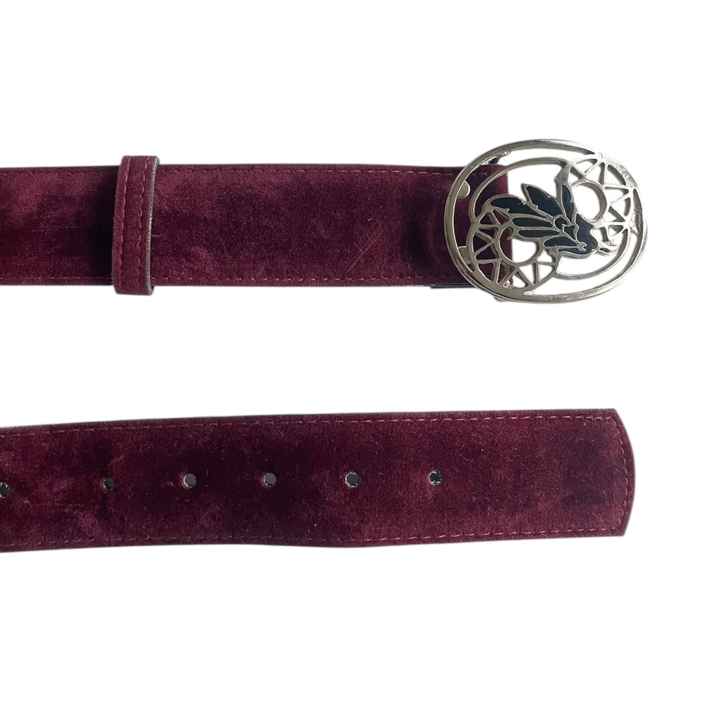 Velvet Leather Silver Buckle Belt