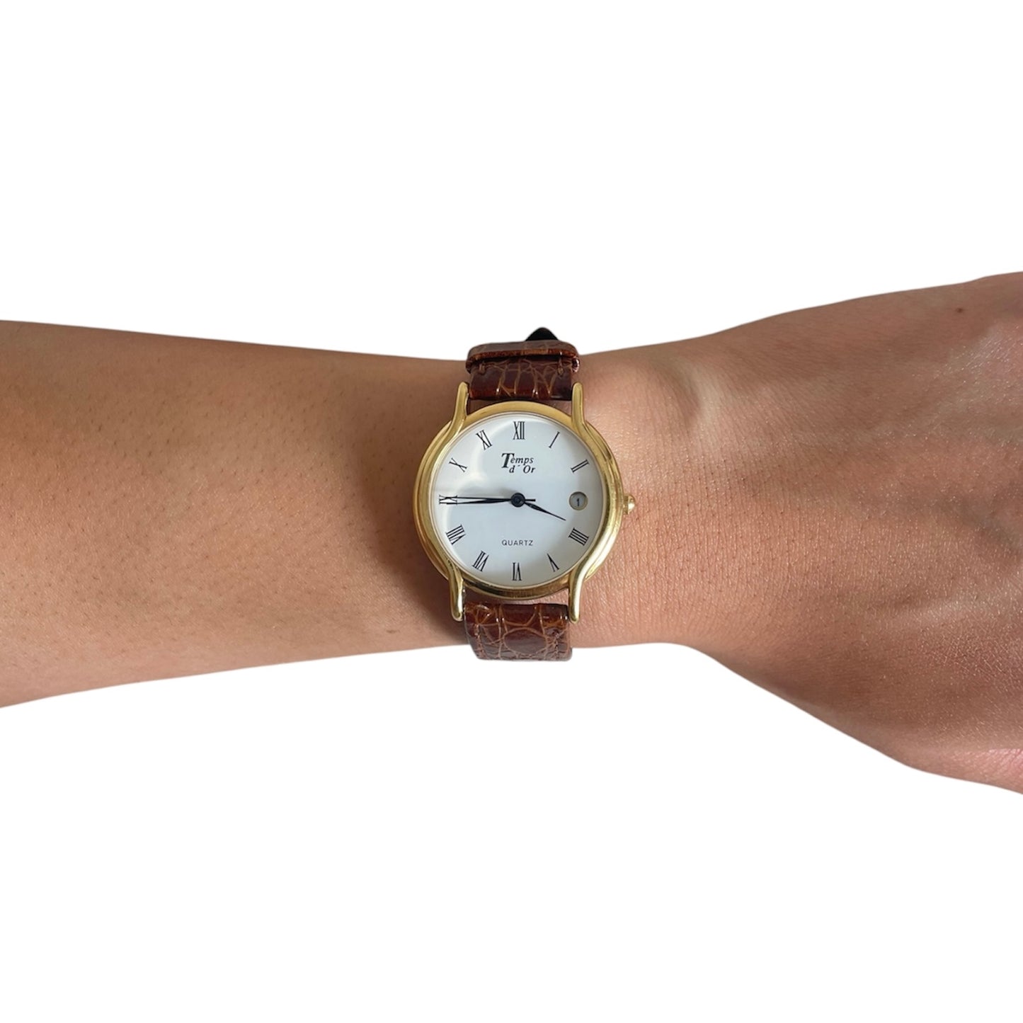 Gold Brown Leather Temps d’Or Watch