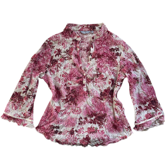 Mesh Floral 3/4 Sleeve Blouse