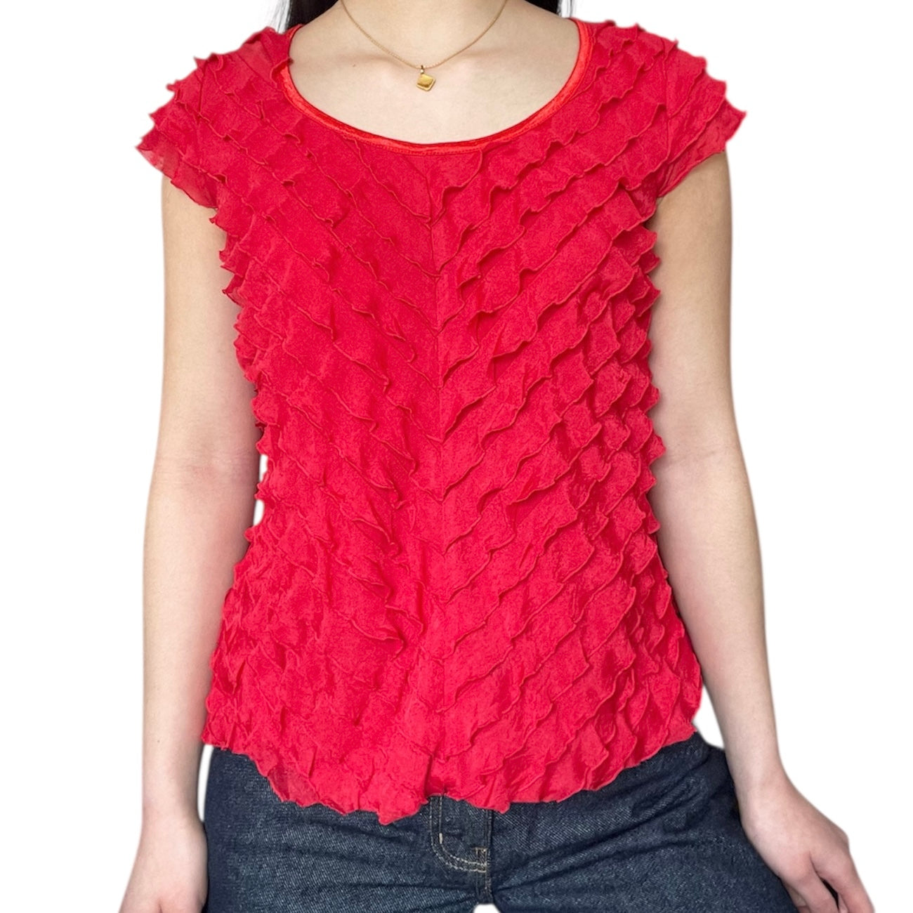 Mesh Ruffle T-Shirt