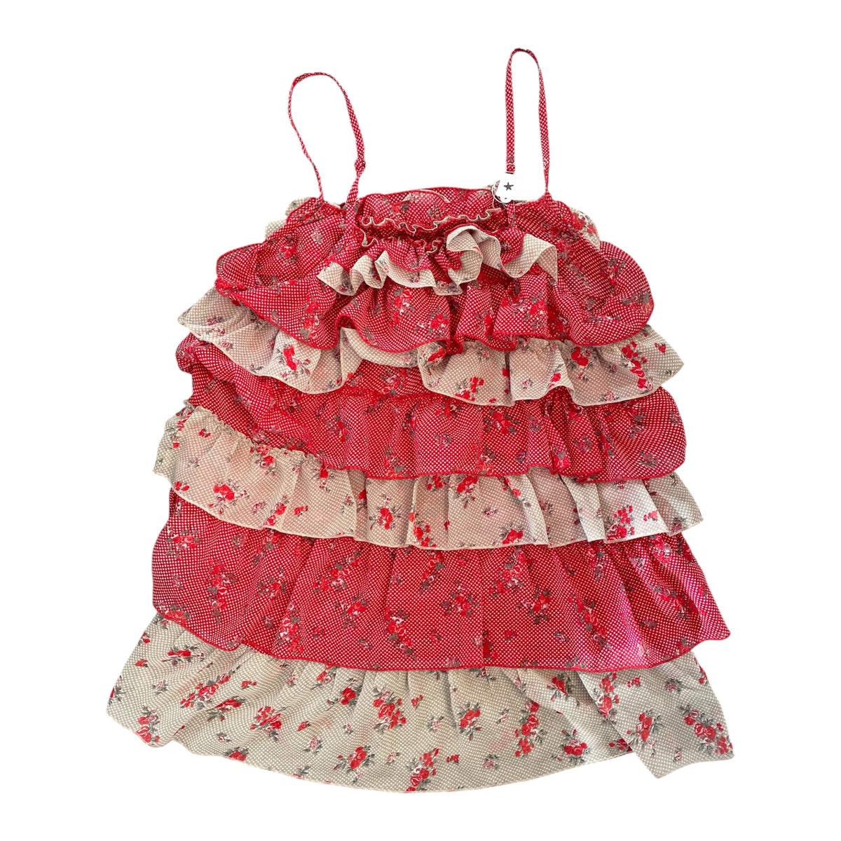 Polka Dot Floral Ruffle Tunic Top