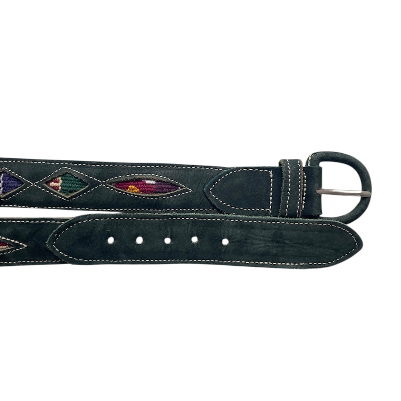 Leather Wowen Detail Belt