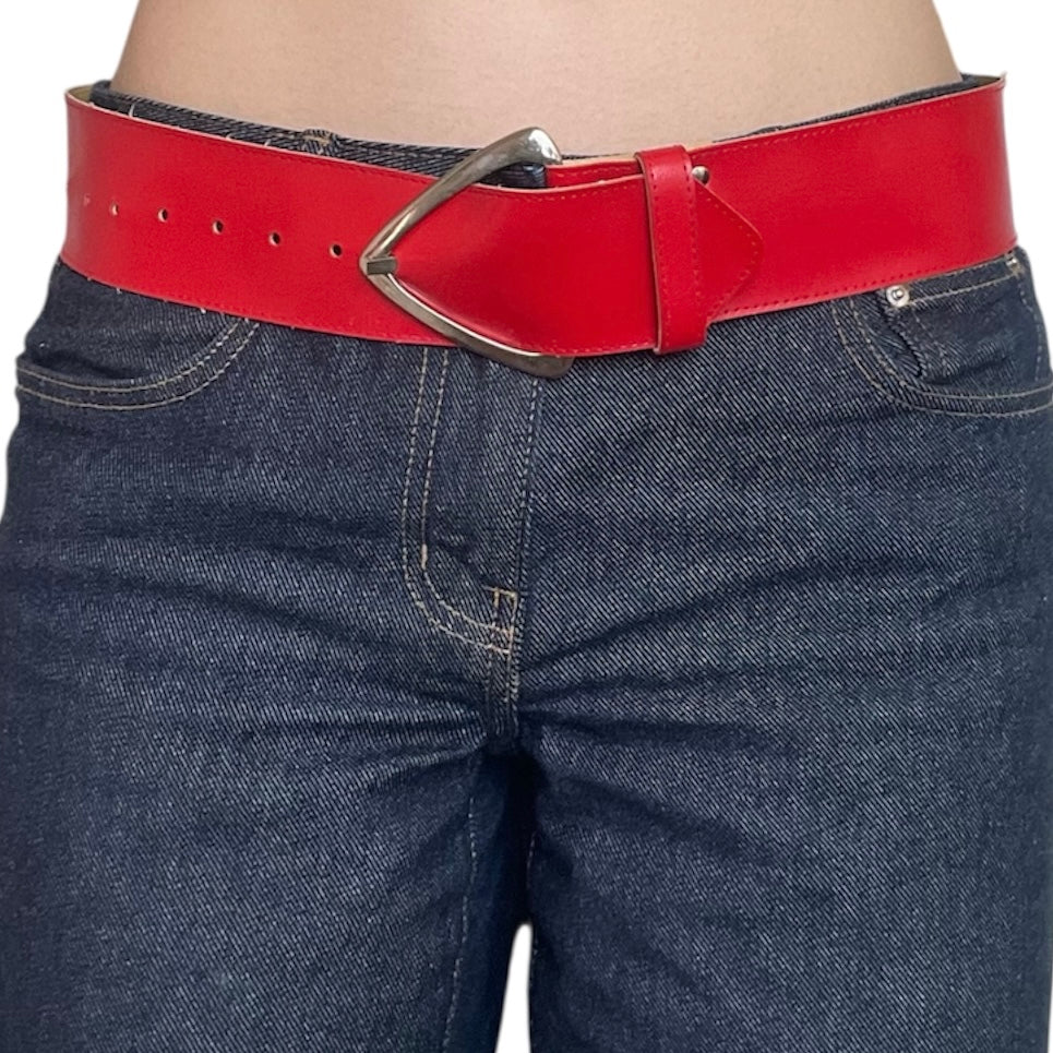 Thick Red Leather Belt