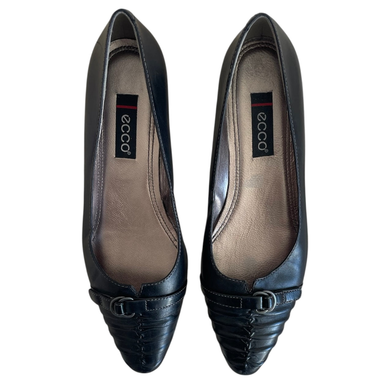 Ecco Leather Buckle Ballet Flats