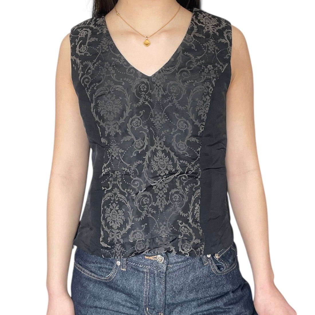 Pattern Zip Tank Top