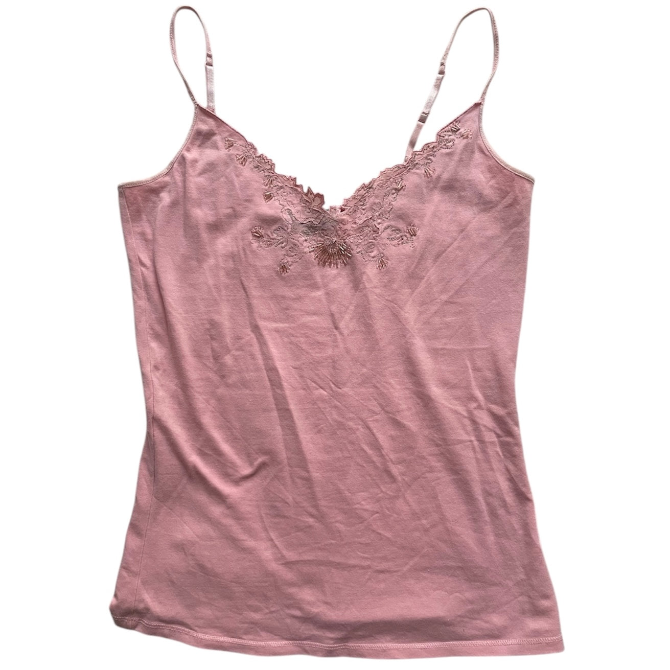 Pink Bead Embroidery Tank Top