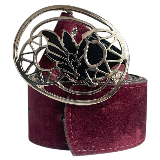 Velvet Leather Silver Buckle Belt