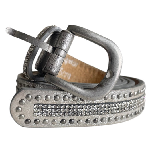 Silver Metallic Leather Belt