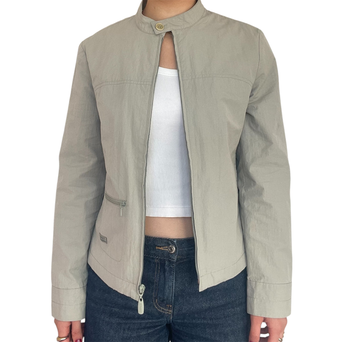 Cotton Zip Button Collar Jacket