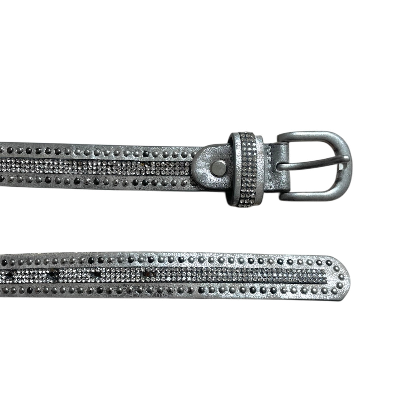 Silver Metallic Leather Belt