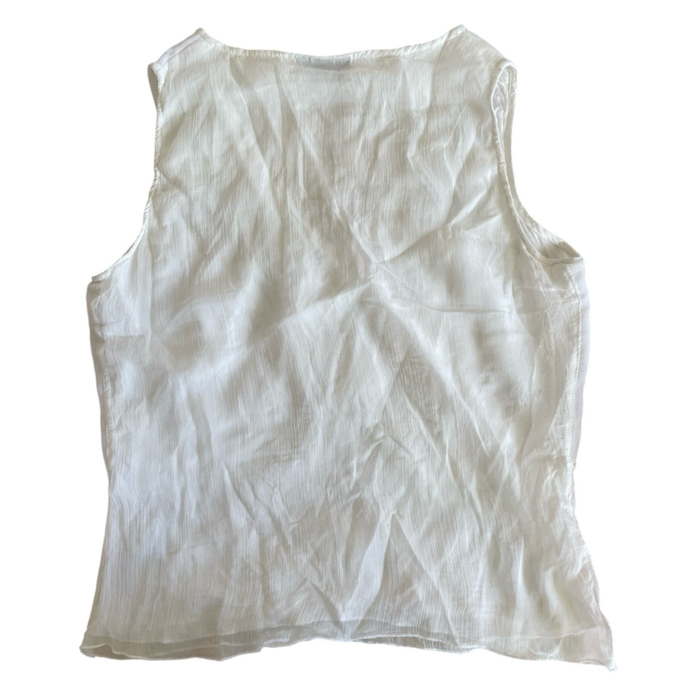 White Floral Mesh Tank Top