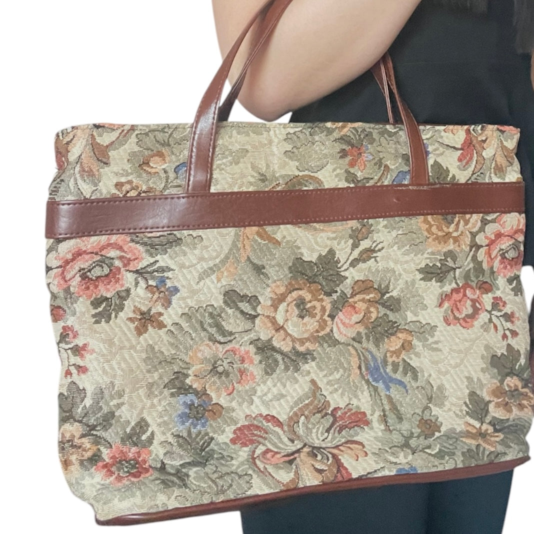 Floral Leather Hand Bag