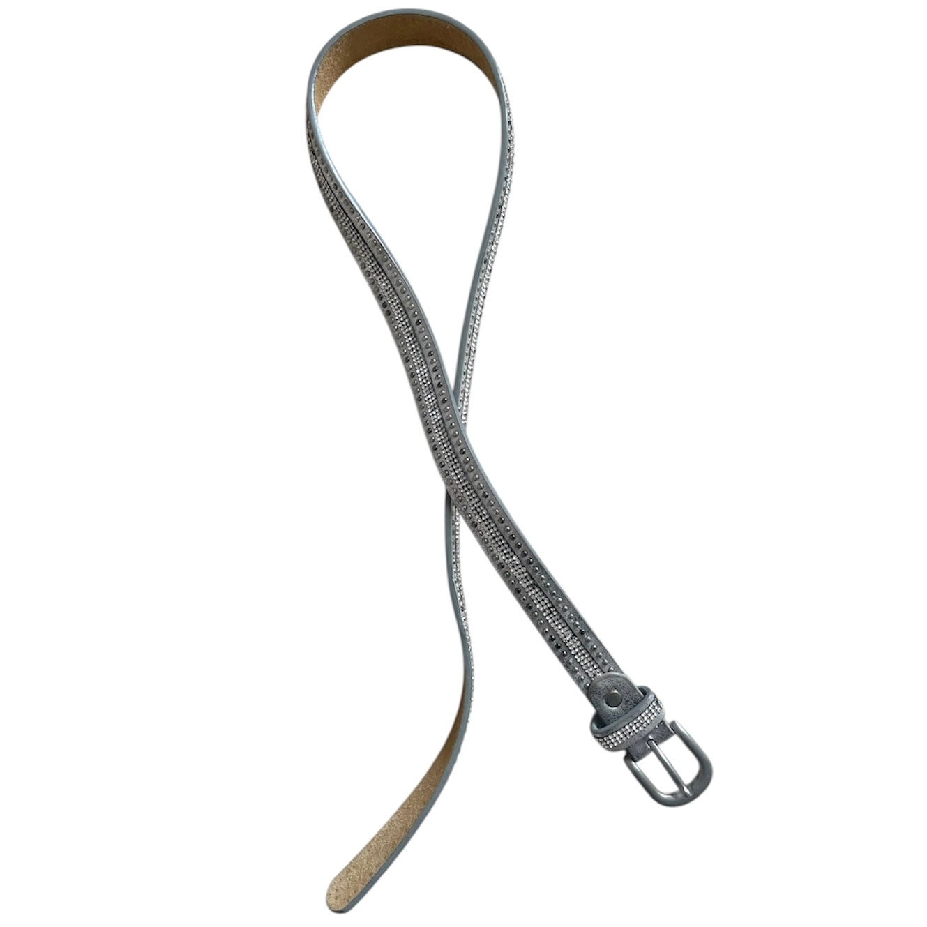 Silver Metallic Leather Belt