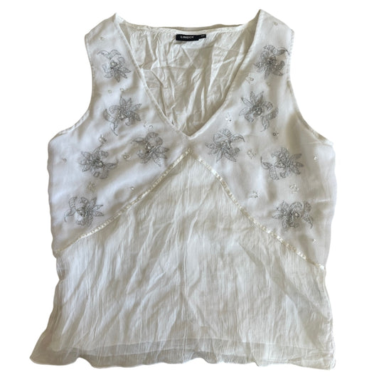 White Floral Mesh Tank Top