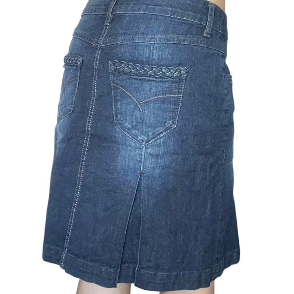 Blue Dark Wash Denim Midi Skirt