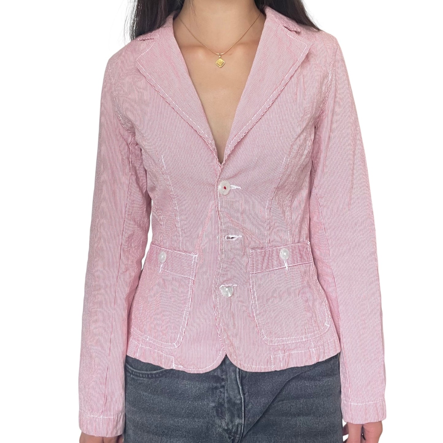 Striped Button Up Blazer