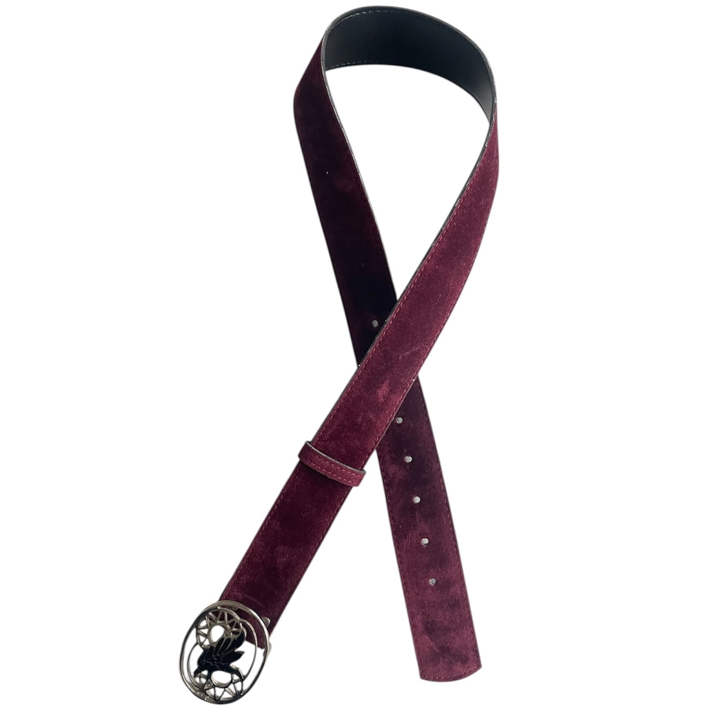 Velvet Leather Silver Buckle Belt