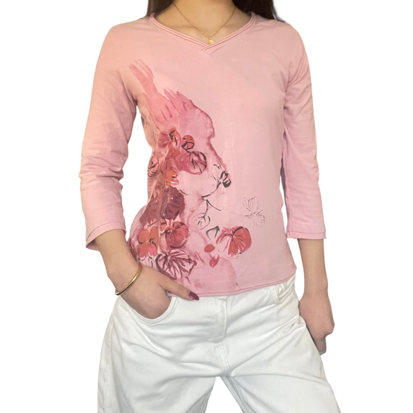 3/4 Sleeve Floral Top