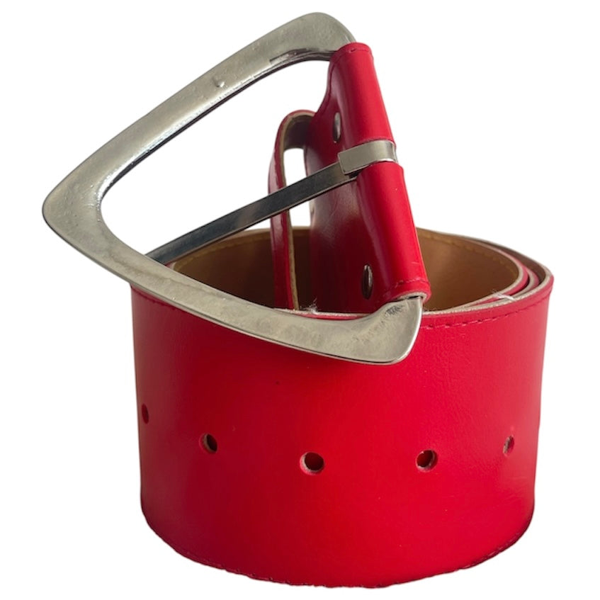 Thick Red Leather Belt