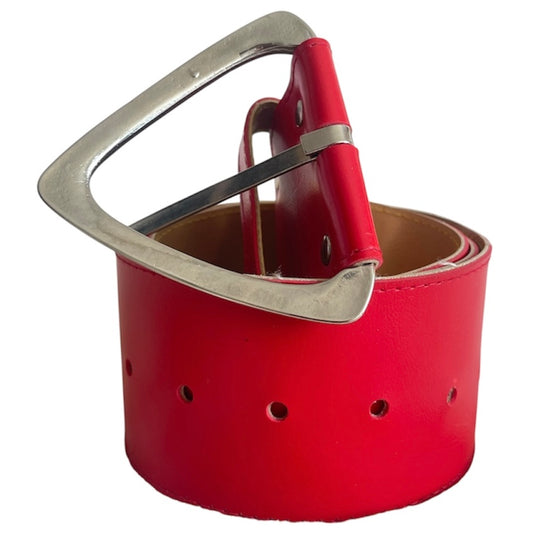 Thick Red Leather Belt