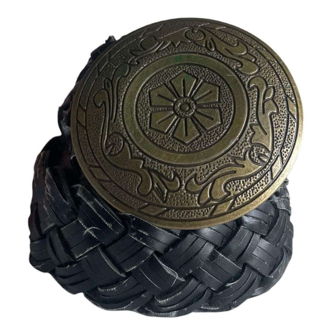 Braided Leather Big Buckle Belt