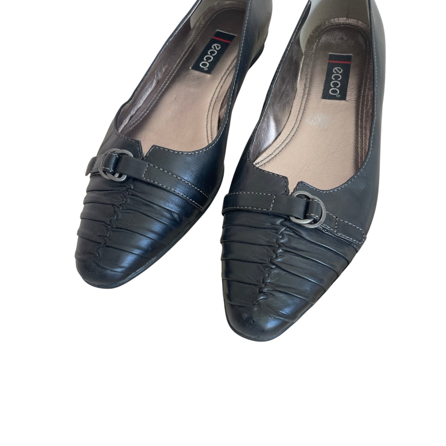 Ecco Leather Buckle Ballet Flats