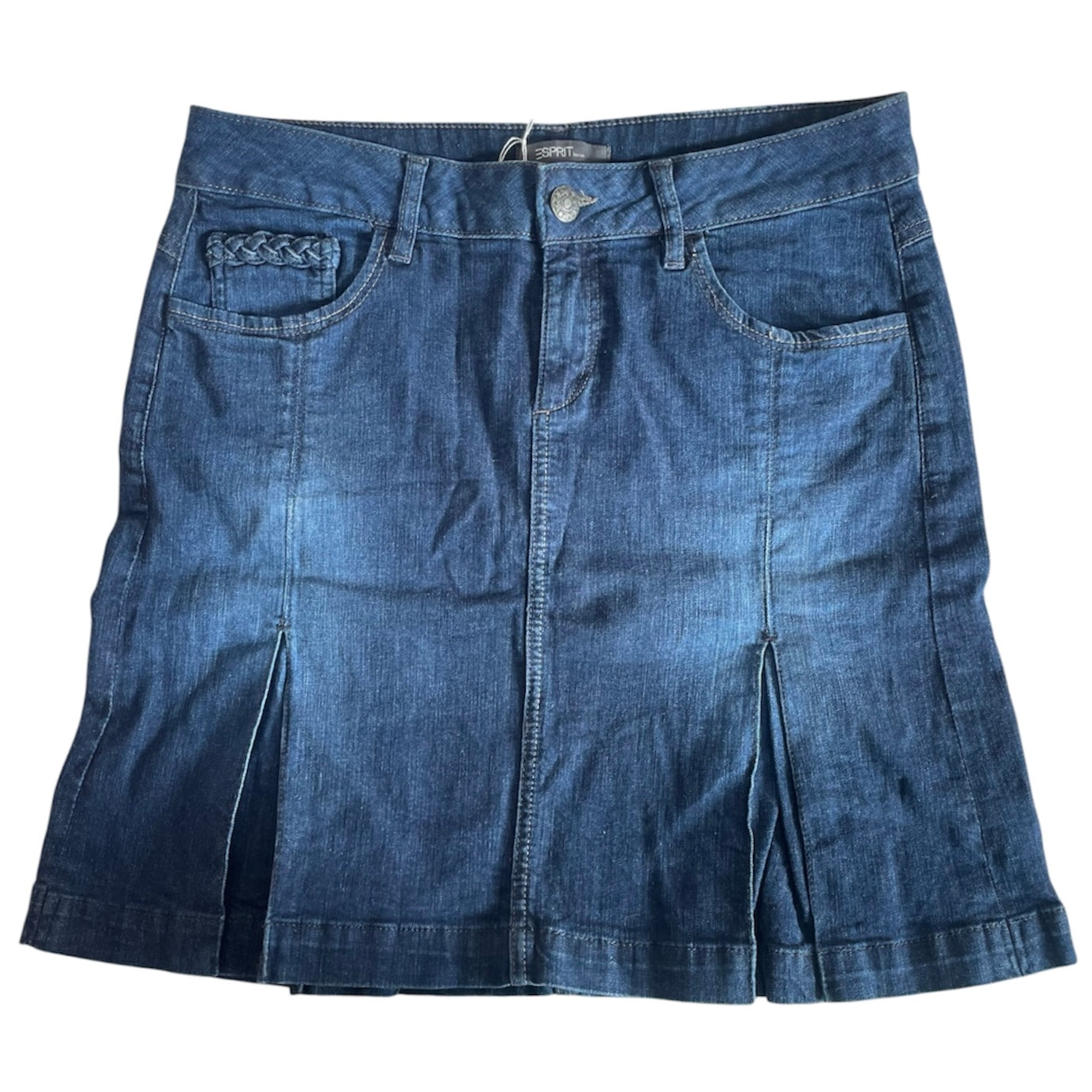 Blue Dark Wash Denim Midi Skirt