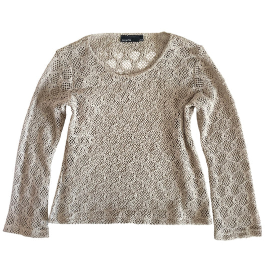 Beige Long Sleeve Crochet Top
