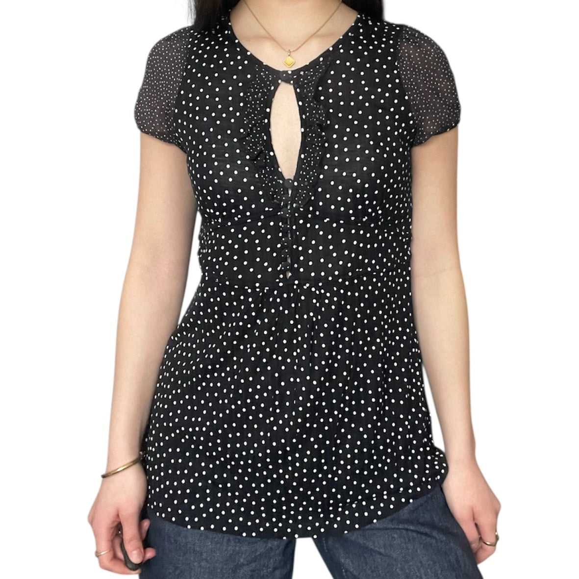 Polka Dot Button Blouse Top