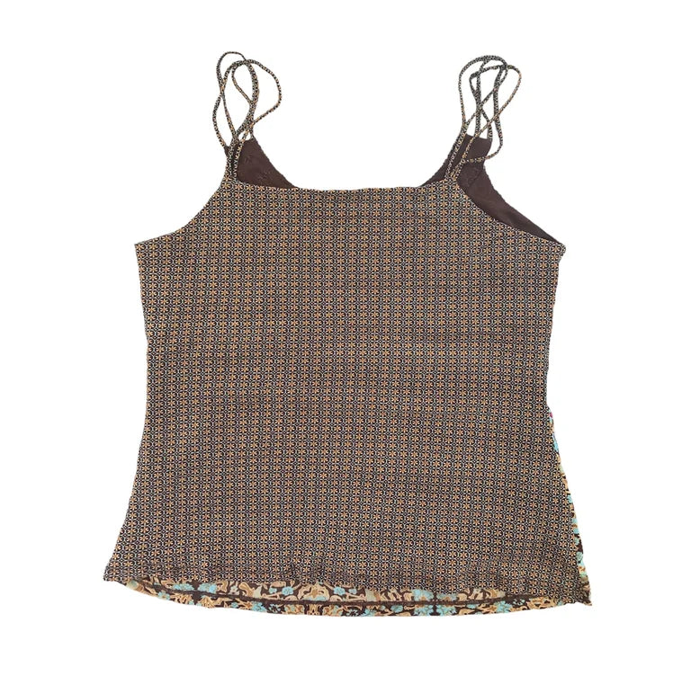 Tanktop aus Netzstoff mit Blumenmuster und Perlen